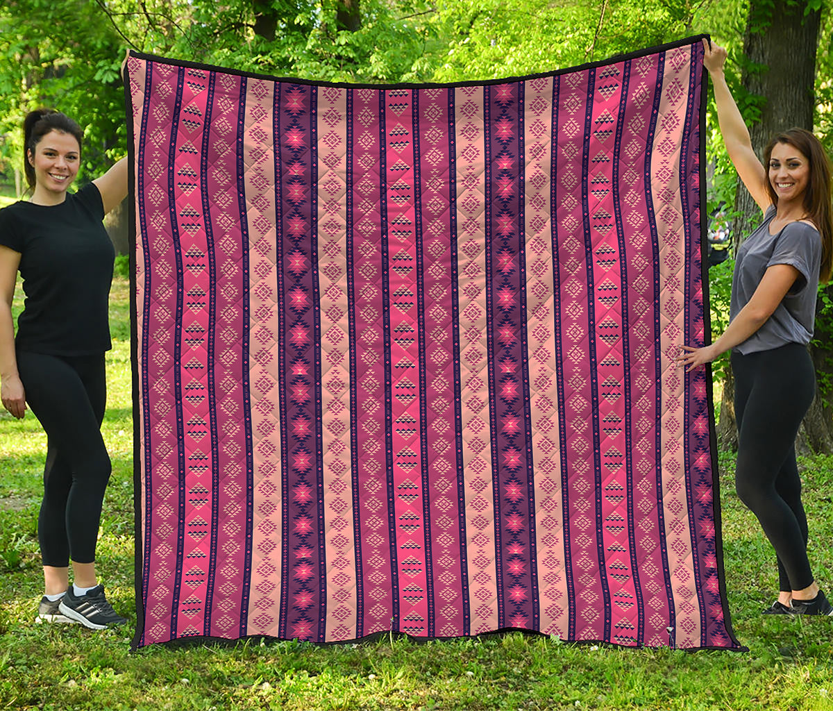 Pink And Purple Southwestern Print Quilt