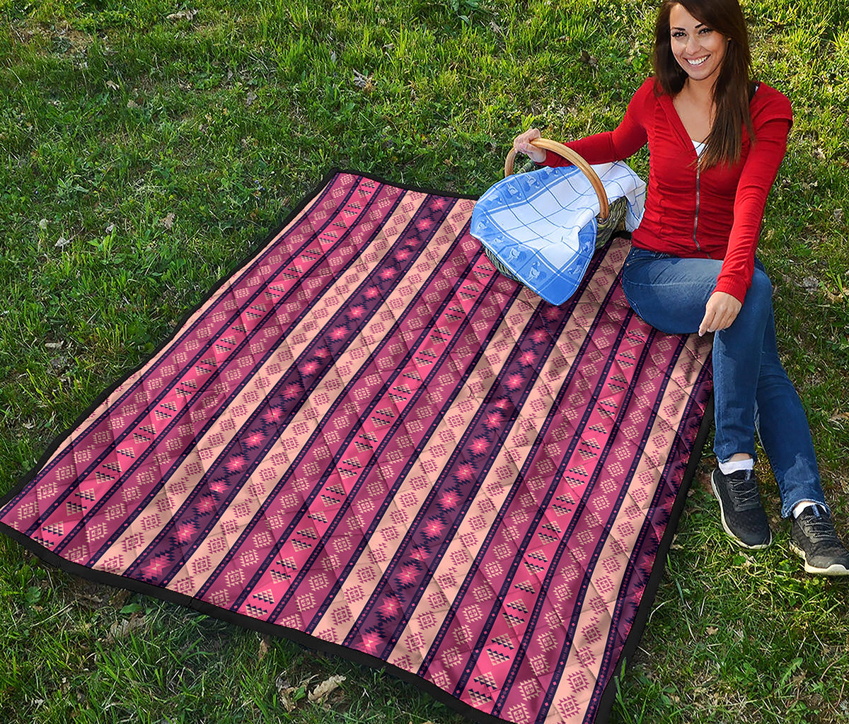 Pink And Purple Southwestern Print Quilt