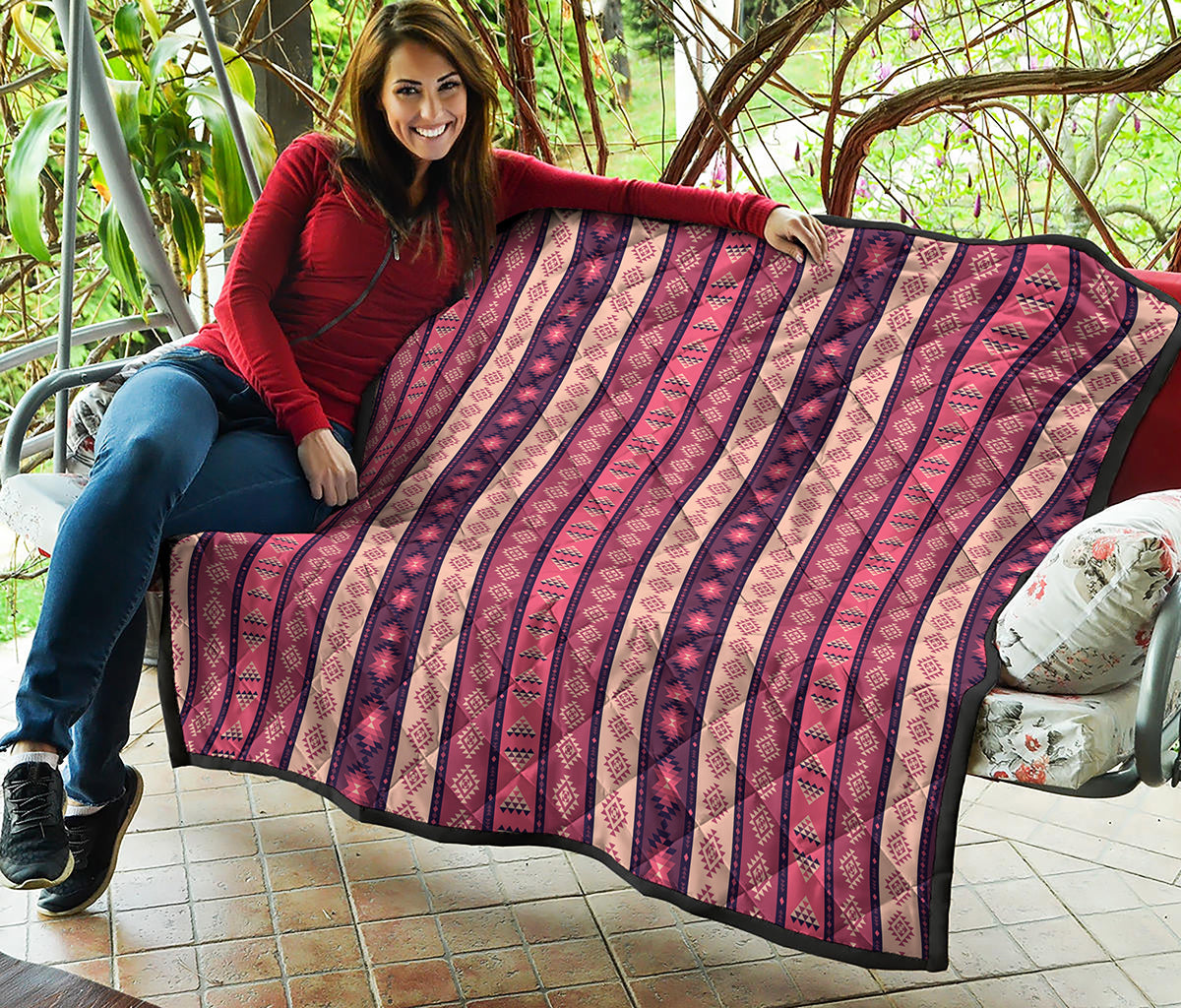 Pink And Purple Southwestern Print Quilt