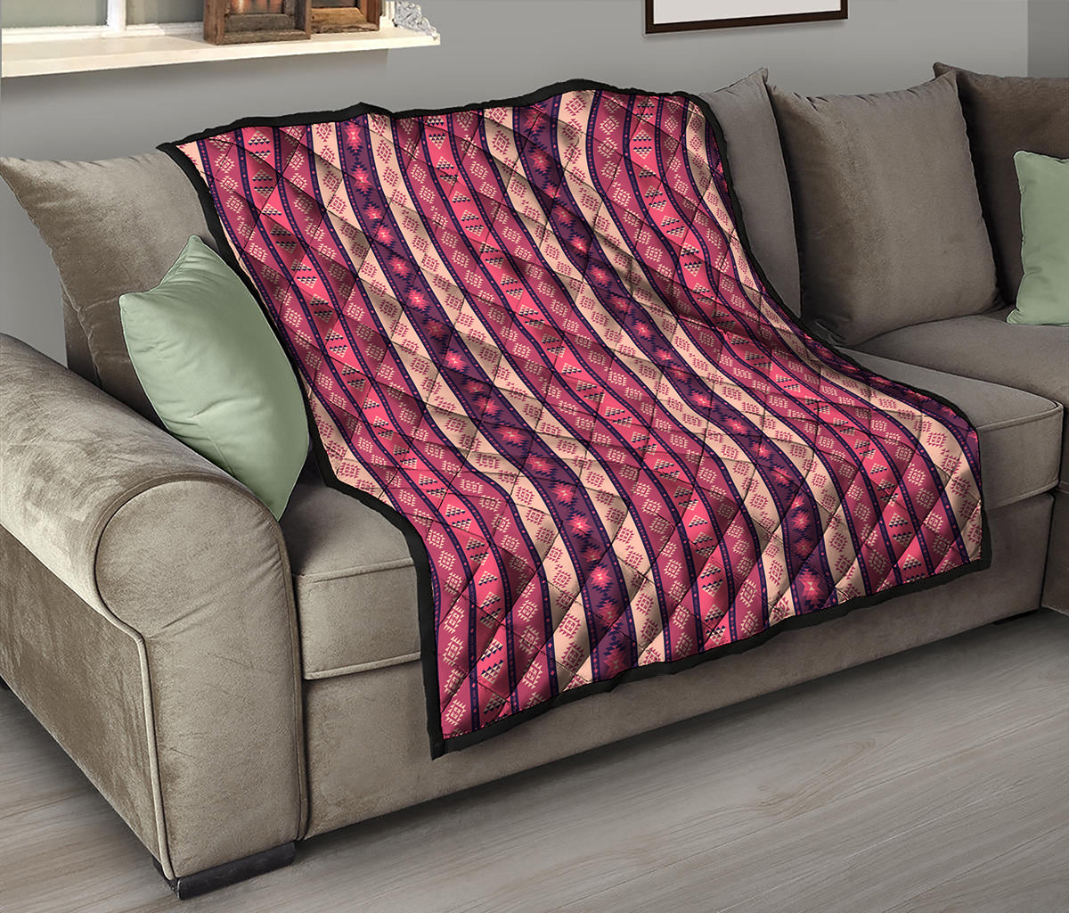 Pink And Purple Southwestern Print Quilt