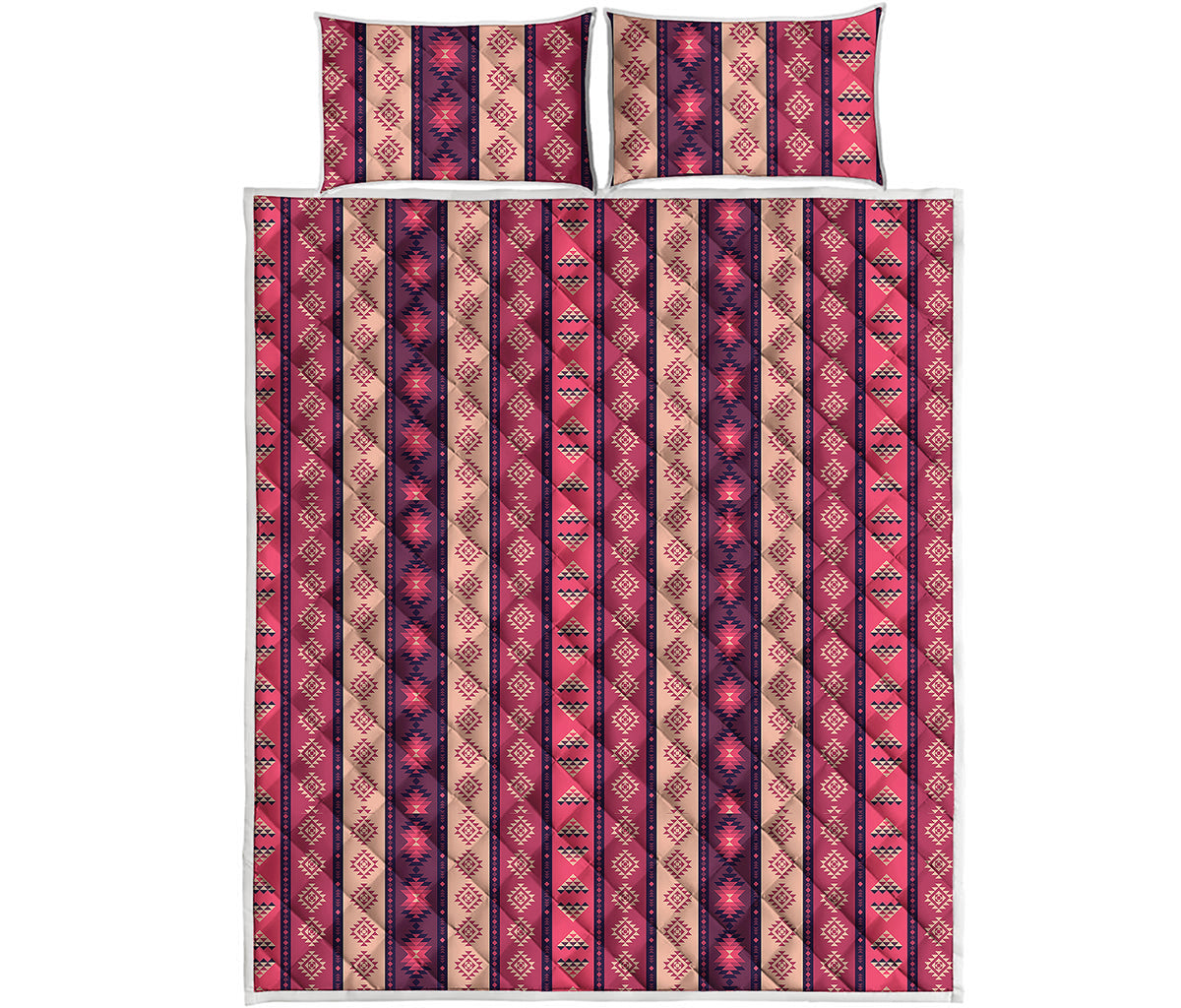 Pink And Purple Southwestern Print Quilt Bed Set