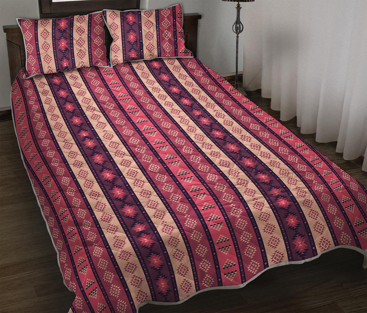 Pink And Purple Southwestern Print Quilt Bed Set
