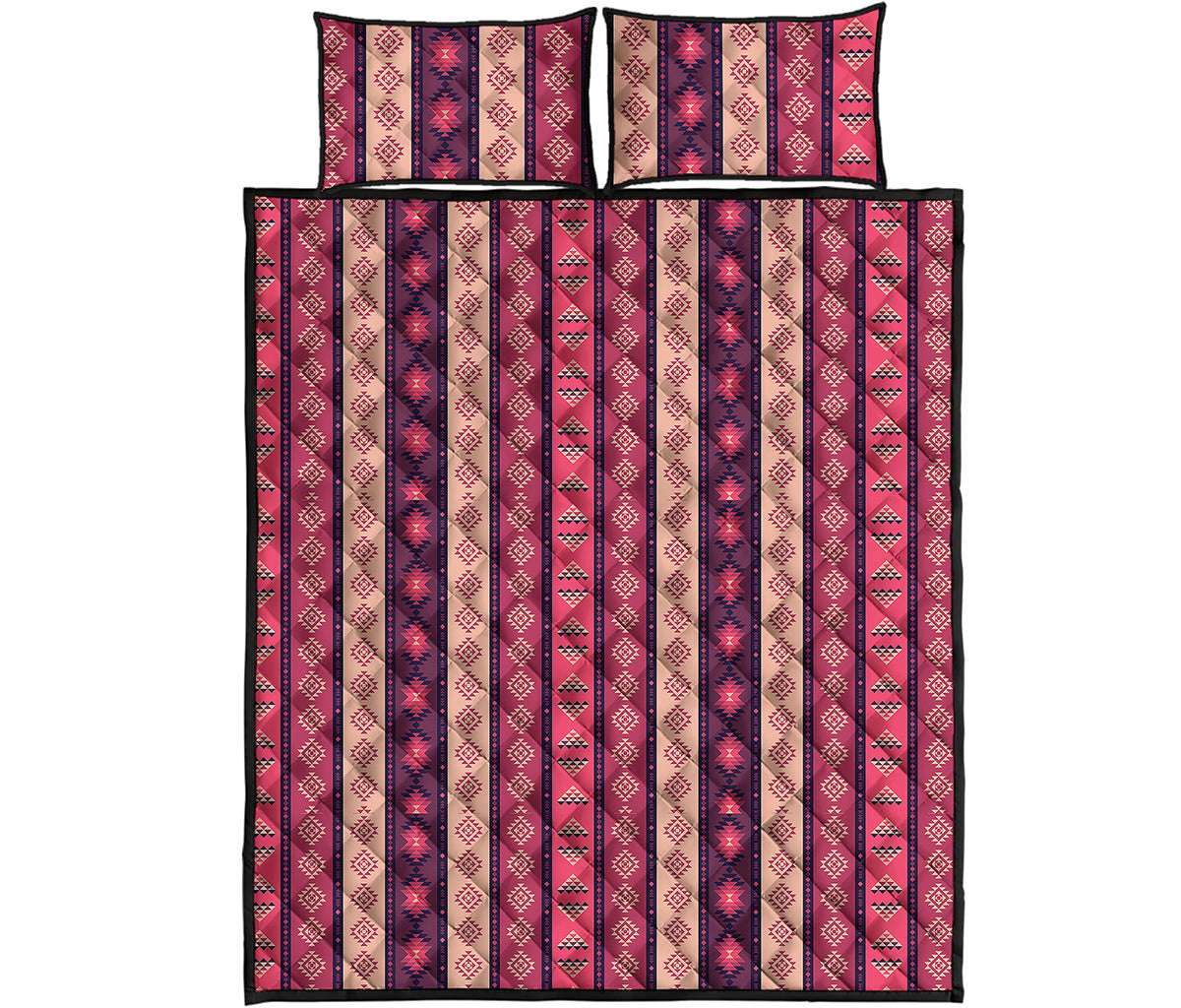 Pink And Purple Southwestern Print Quilt Bed Set