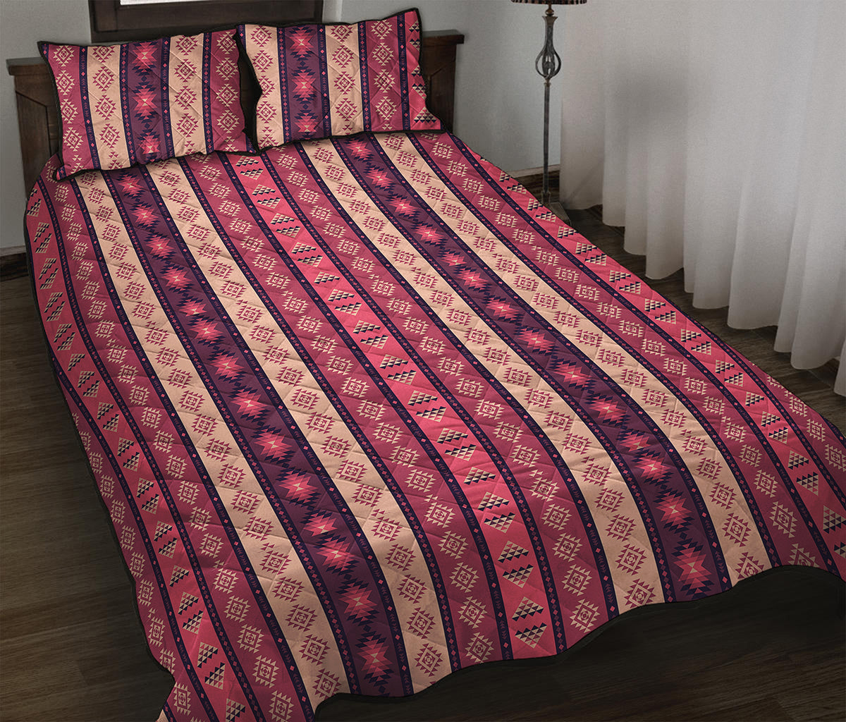 Pink And Purple Southwestern Print Quilt Bed Set