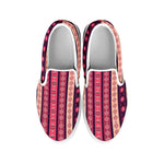 Pink And Purple Southwestern Print White Slip On Shoes