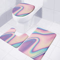 Pink And Teal Holographic Print 3 Piece Bath Mat Set