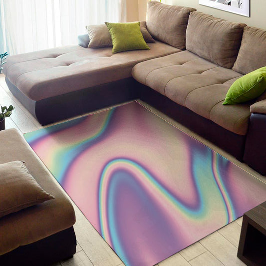 Pink And Teal Holographic Print Area Rug