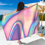 Pink And Teal Holographic Print Beach Sarong Wrap