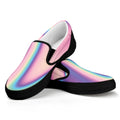 Pink And Teal Holographic Print Black Slip On Sneakers