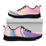 Pink And Teal Holographic Print Black Sneakers