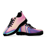 Pink And Teal Holographic Print Black Sneakers