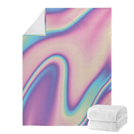 Pink And Teal Holographic Print Blanket
