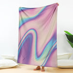 Pink And Teal Holographic Print Blanket