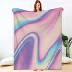 Pink And Teal Holographic Print Blanket