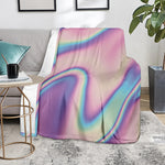 Pink And Teal Holographic Print Blanket