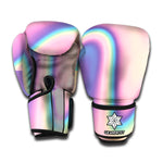 Pink And Teal Holographic Print Boxing Gloves