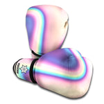 Pink And Teal Holographic Print Boxing Gloves
