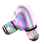 Pink And Teal Holographic Print Boxing Gloves