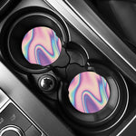 Pink And Teal Holographic Print Car Coasters