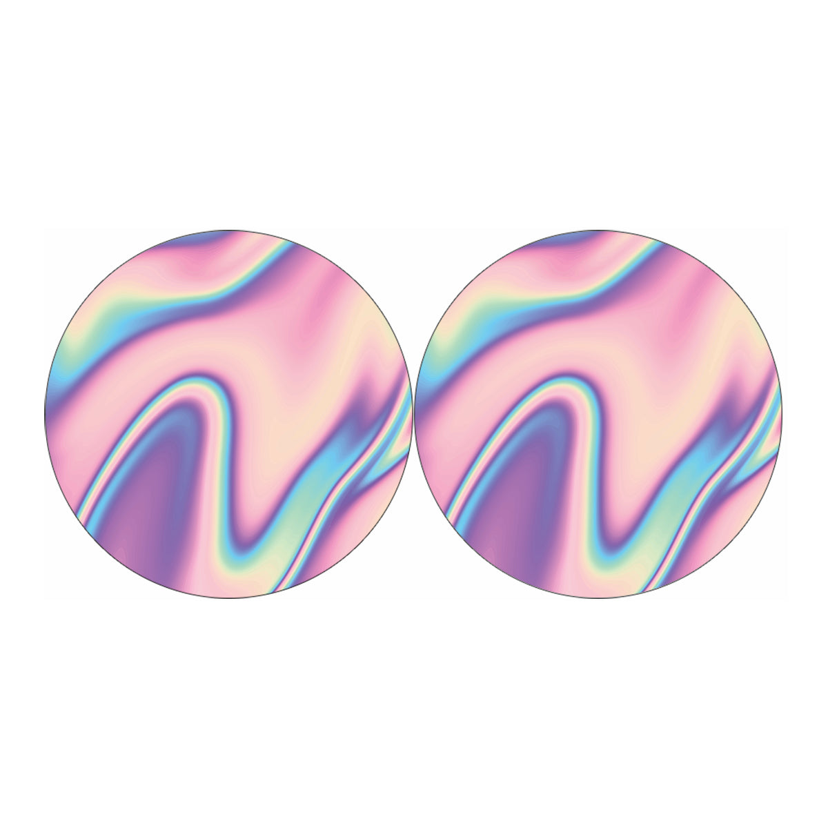 Pink And Teal Holographic Print Car Coasters