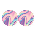 Pink And Teal Holographic Print Car Coasters