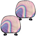 Pink And Teal Holographic Print Car Headrest Covers