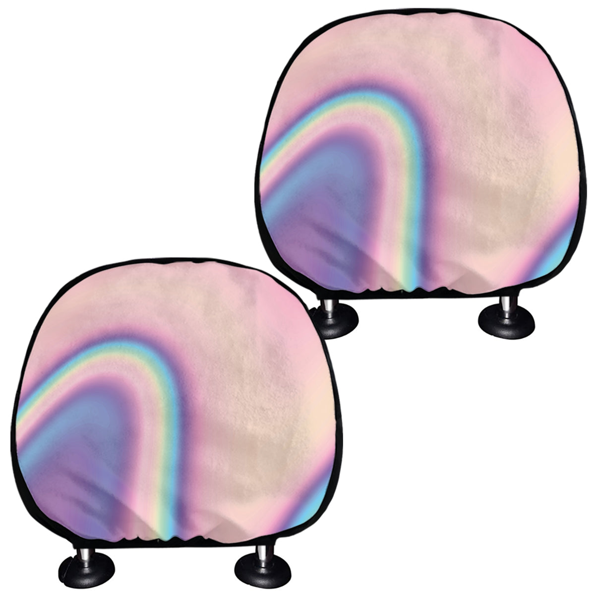 Pink And Teal Holographic Print Car Headrest Covers