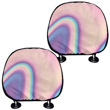 Pink And Teal Holographic Print Car Headrest Covers