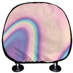 Pink And Teal Holographic Print Car Headrest Covers