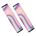 Pink And Teal Holographic Print Car Seat Belt Covers