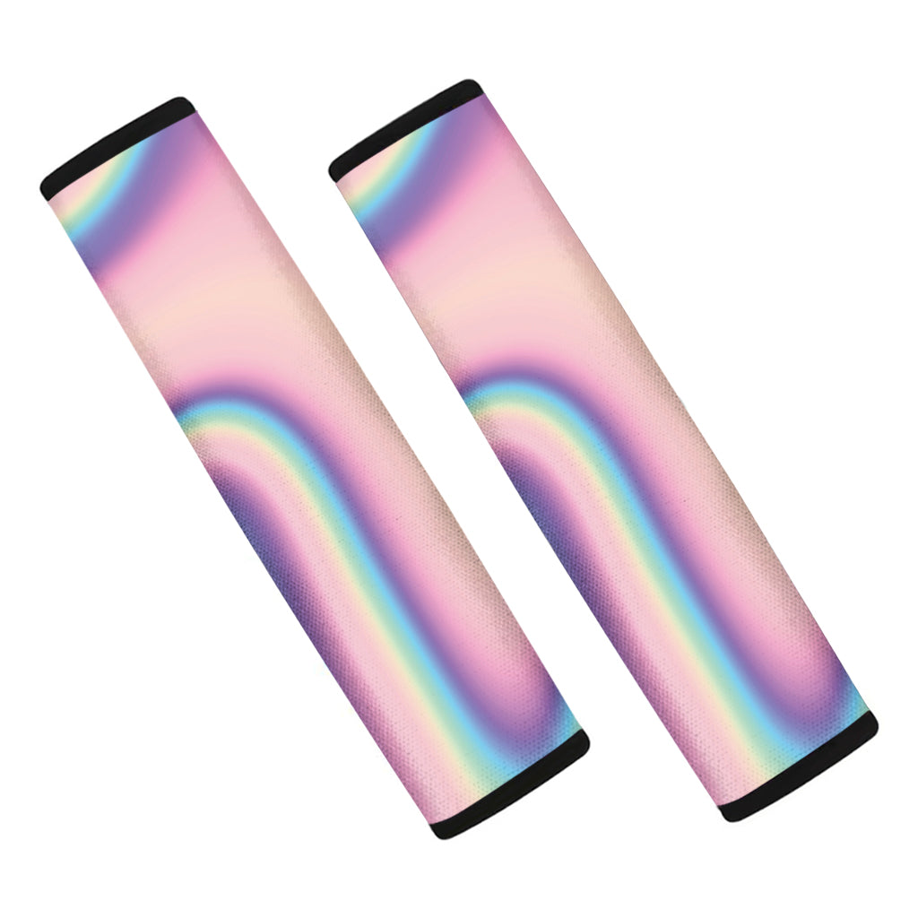 Pink And Teal Holographic Print Car Seat Belt Covers