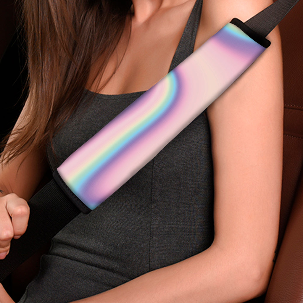Pink And Teal Holographic Print Car Seat Belt Covers