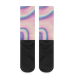 Pink And Teal Holographic Print Crew Socks