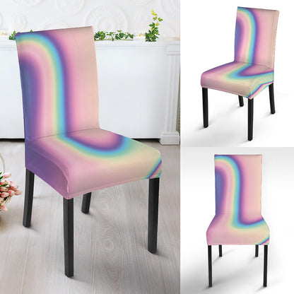 Pink And Teal Holographic Print Dining Chair Slipcover