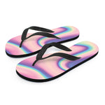 Pink And Teal Holographic Print Flip Flops