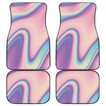 Pink And Teal Holographic Print Front and Back Car Floor Mats