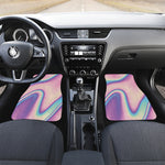 Pink And Teal Holographic Print Front and Back Car Floor Mats