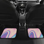 Pink And Teal Holographic Print Front and Back Car Floor Mats