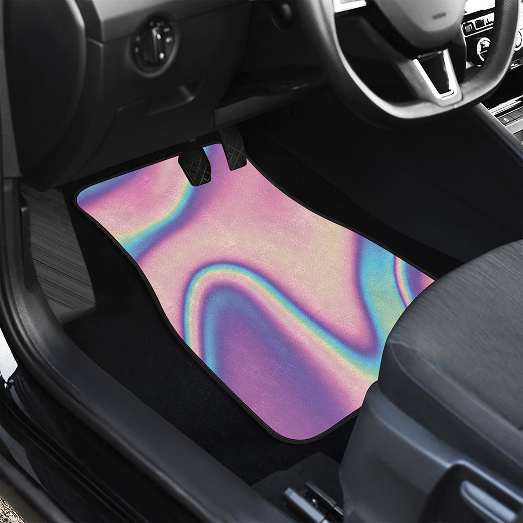 Pink And Teal Holographic Print Front and Back Car Floor Mats