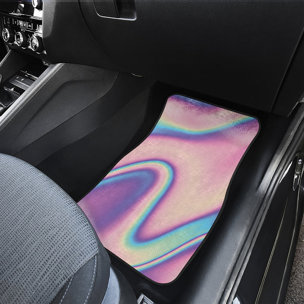 Pink And Teal Holographic Print Front and Back Car Floor Mats