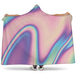 Pink And Teal Holographic Print Hooded Blanket