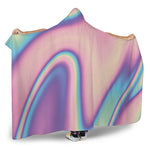 Pink And Teal Holographic Print Hooded Blanket