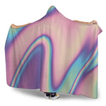 Pink And Teal Holographic Print Hooded Blanket