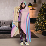 Pink And Teal Holographic Print Hooded Blanket