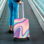 Pink And Teal Holographic Print Luggage Cover