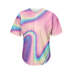 Pink And Teal Holographic Print Men's Baseball Jersey