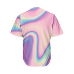 Pink And Teal Holographic Print Men's Baseball Jersey
