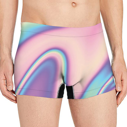 Pink And Teal Holographic Print Men's Boxer Briefs