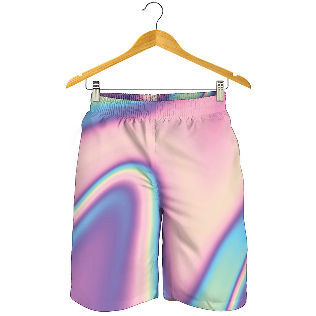 Pink And Teal Holographic Print Men's Shorts