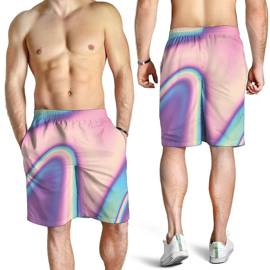 Pink And Teal Holographic Print Men's Shorts